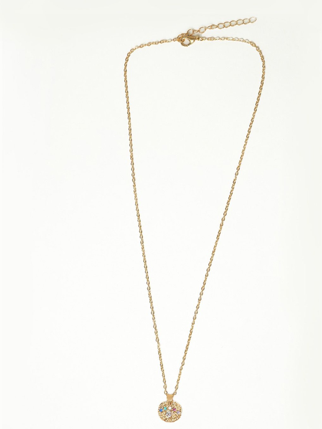 

VIRAASI Gold-Plated Stone Studded Circular Pendant With Chain