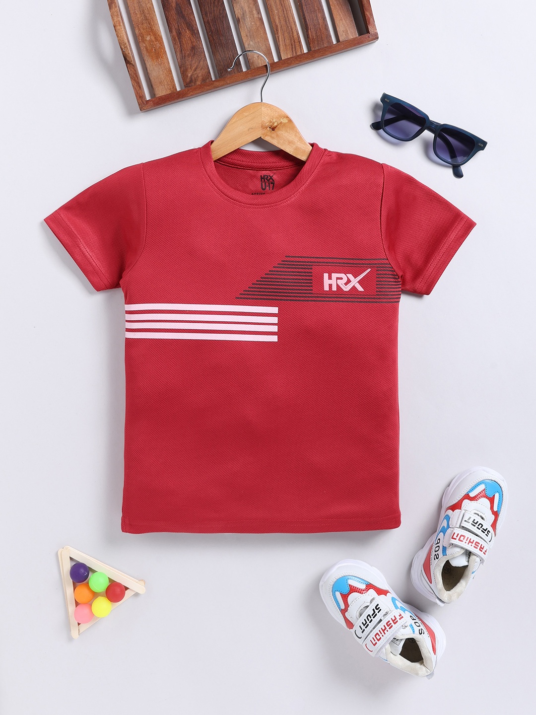 

HRX by Hrithik Roshan Boys Brand Logo Printed Rapid-Dry T-shirt, Maroon