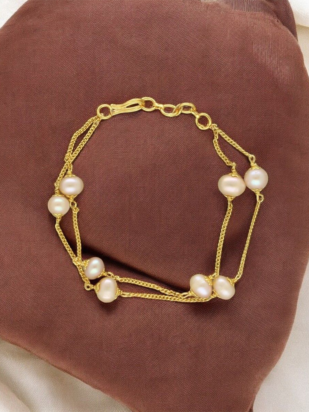 

Sri Jagdamba Pearls Dealer Gold-Plated Beaded Multistrand Bracelet, Pink