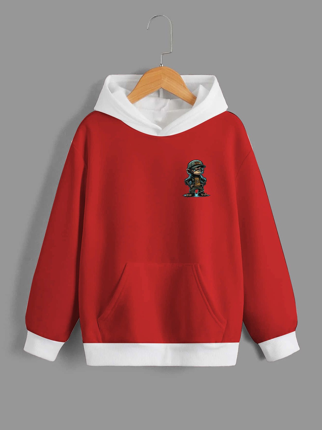 

Dagcros Boys Printed Hooded Pullover Sweatshirt, Red
