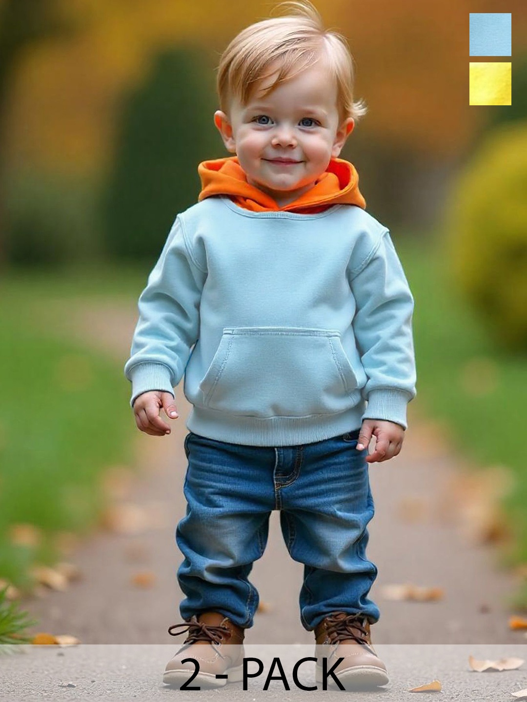 

BAESD Kids Pack Of 2 Cotton Colourblocked Sweatshirt, Blue