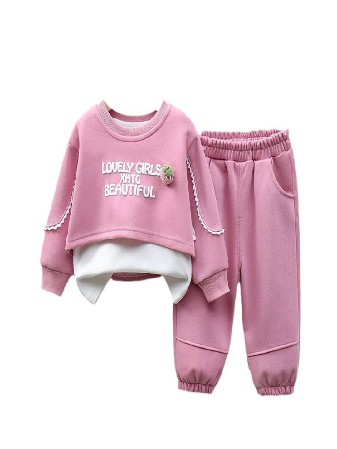 

StyleCast x Revolte Girls Printed Round Neck Sweatshirt With Jogger, Fuchsia