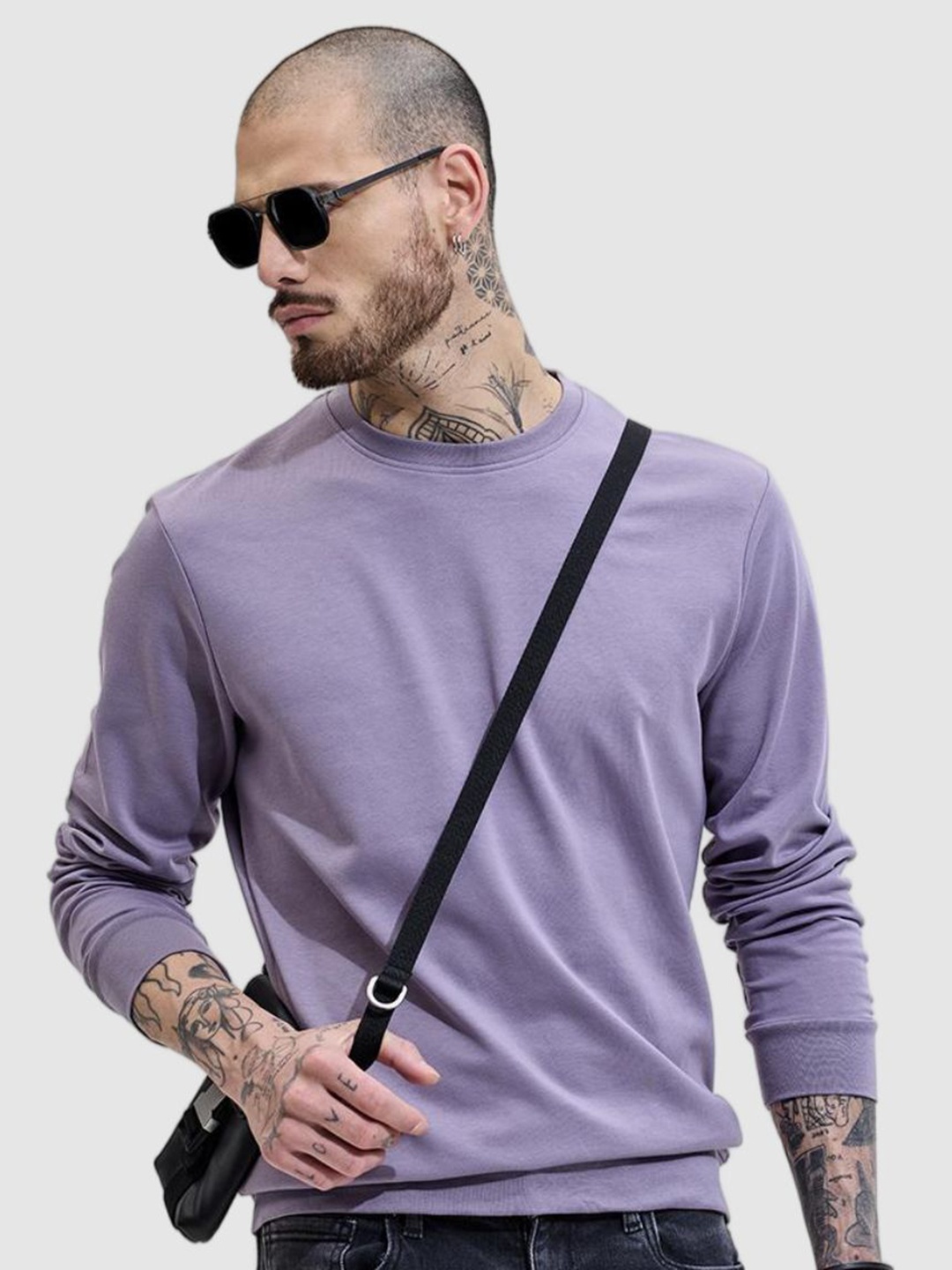 

Snitch Men Round Neck Pure Cotton Sweatshirt, Lavender