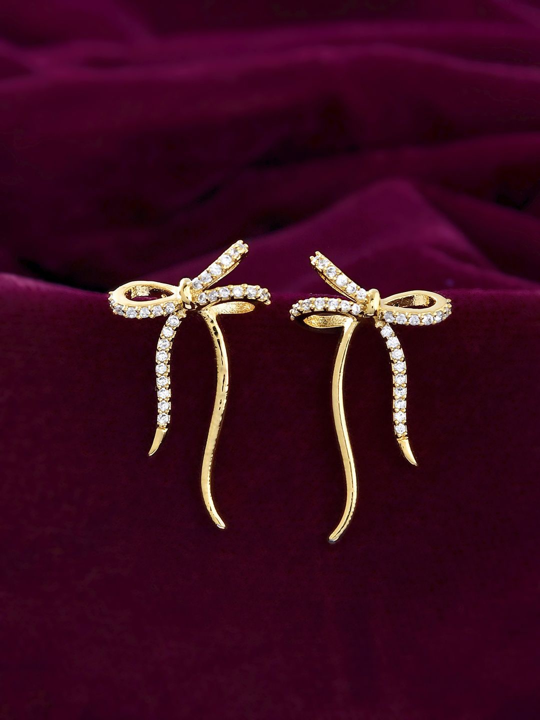 

Voylla Trendy CupidS Gold-Plated American Diamond Brass Contemporary Studs