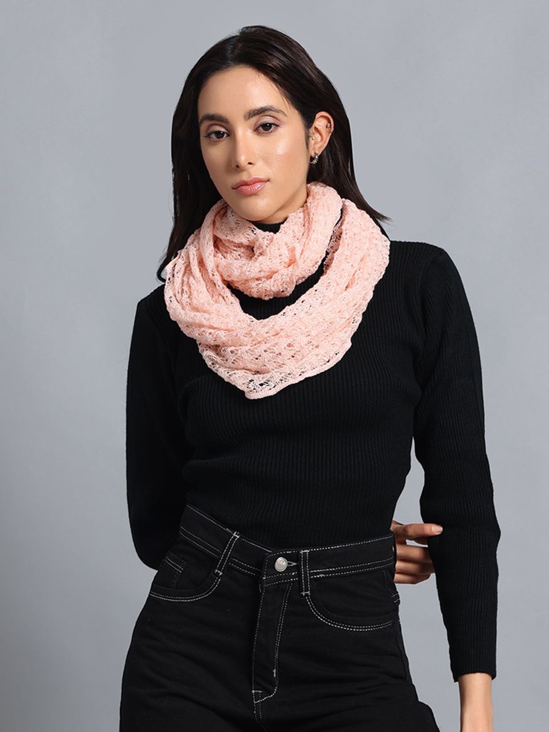 

PUNK Women Self Design Scarf, Pink