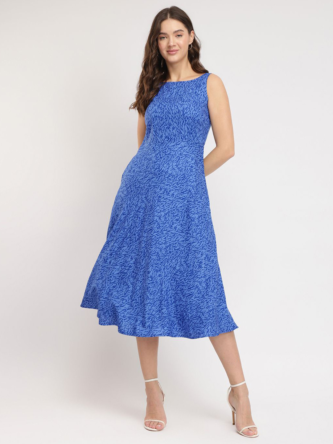 

FableStreet Abstract Print Midi Dress - Blue