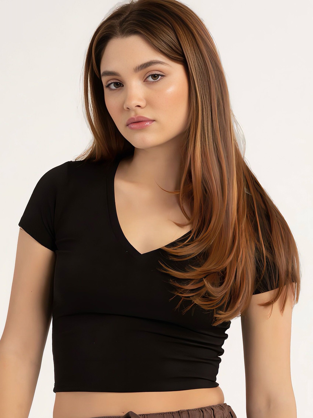 

sollobell Cape Sleeve Cotton Crop Top, Black