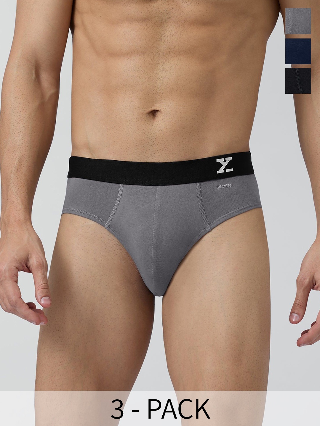 

XYXX Men Pack Of 3 Aero Cotton Briefs XYBRF3PCKN543, Black