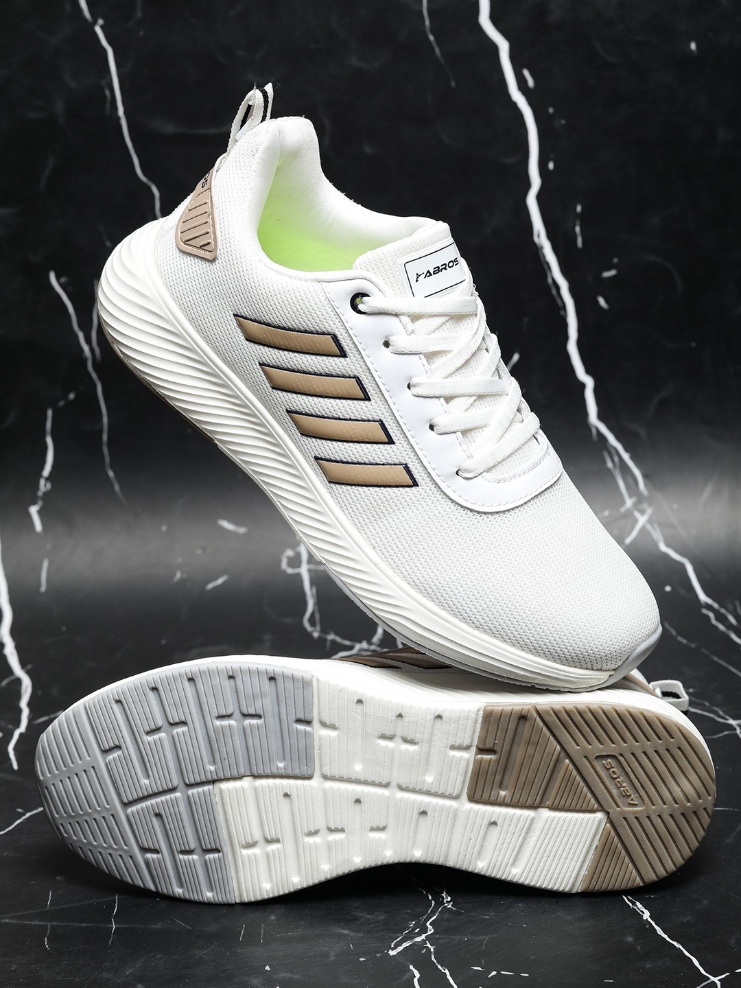 

ABROS Men Lace-Ups Mesh Running Shoes, White