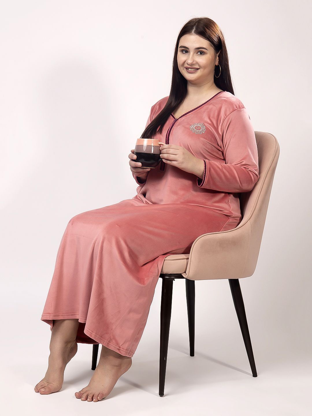 

CHUI MUI Women V-Neck Maxi Nightdress, Purple