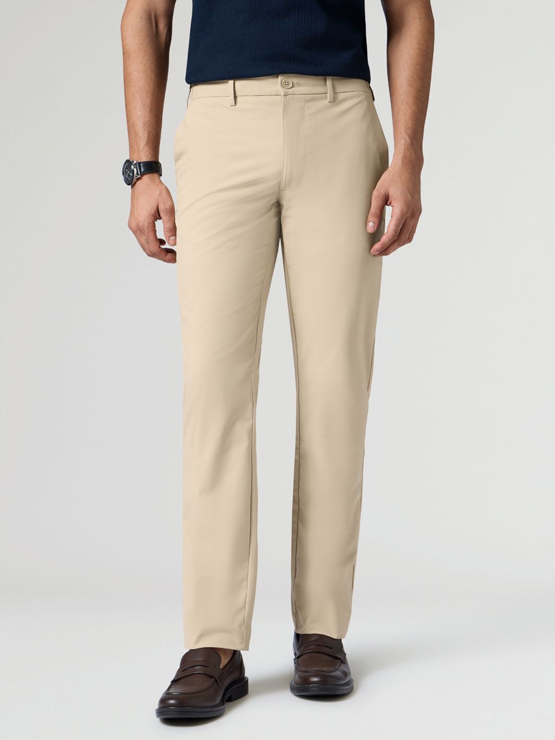 

XYXX Men's Kinetic Slim Fit Brown All Day Quick Dry Pants, Beige