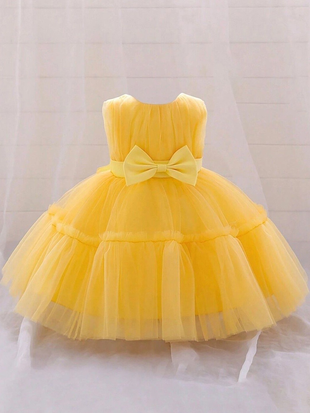 

Miss & Chief Embellished Net A-Line Dress, Yellow