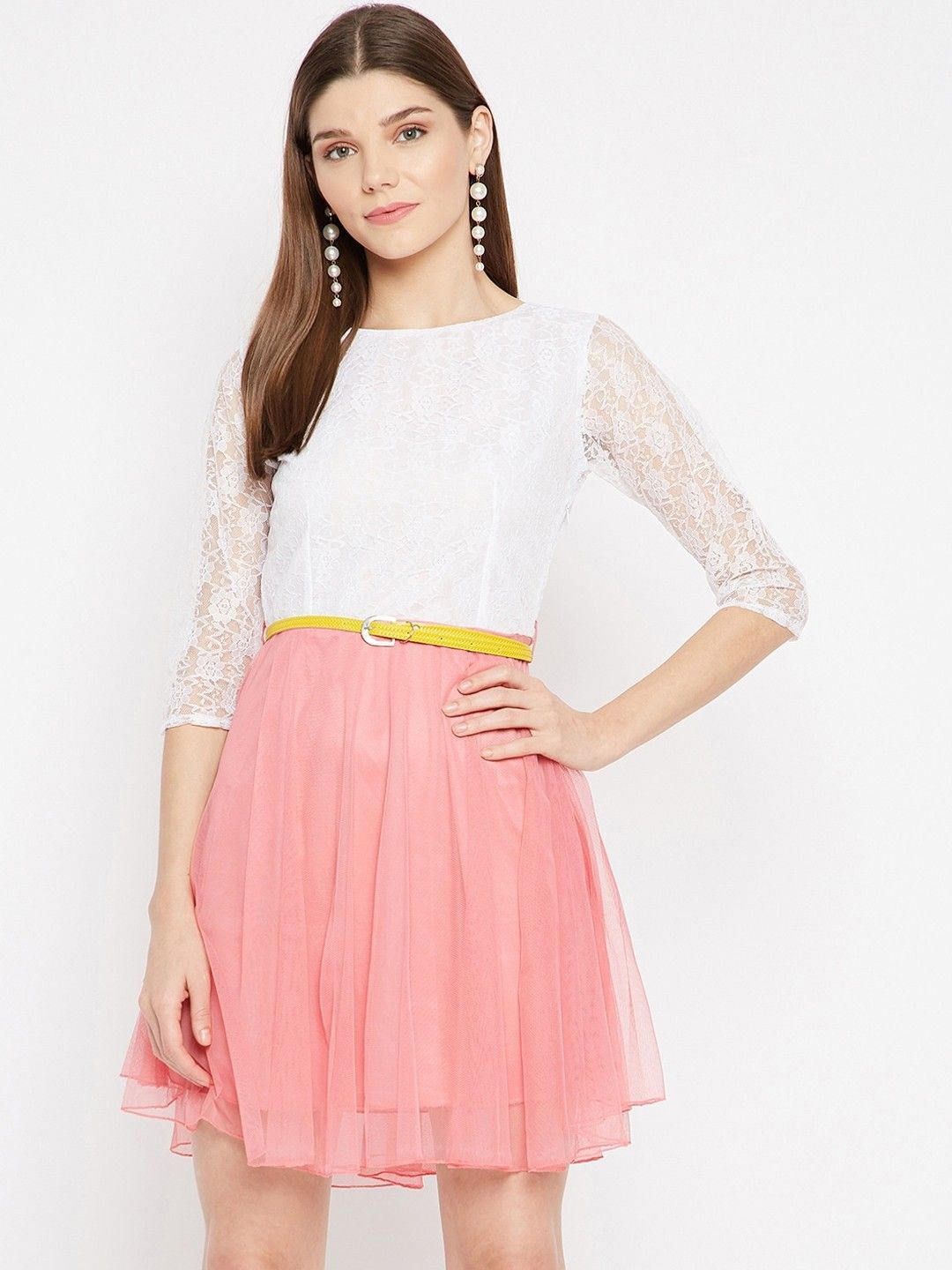 

Moda Rapido Net Fit & Flare Dress, Pink