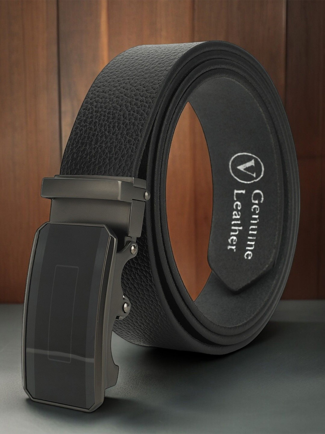 

Metronaut Men Textured Leather Formal Belt, Black