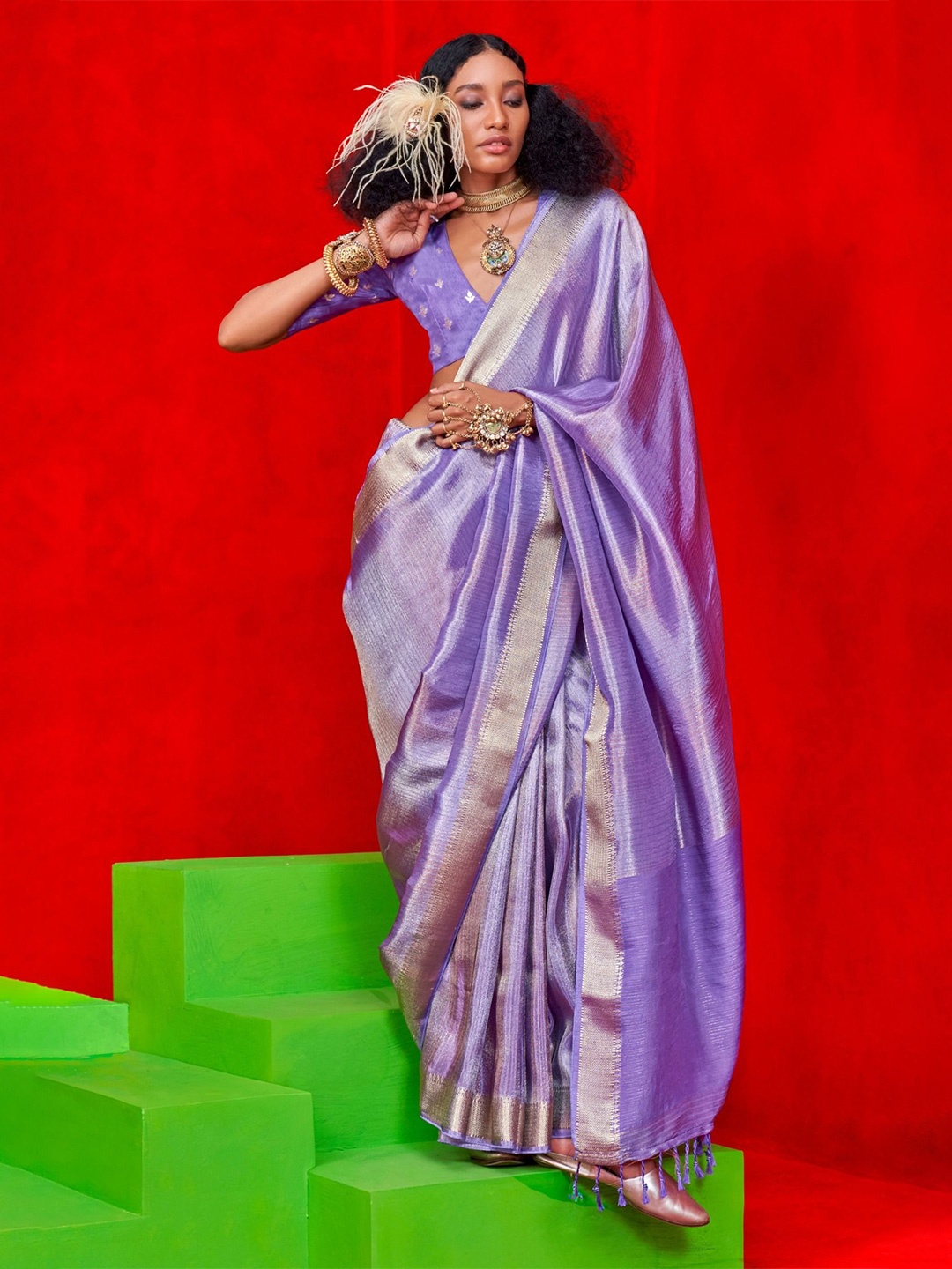

MySilkLove Woven Design Saree, Purple