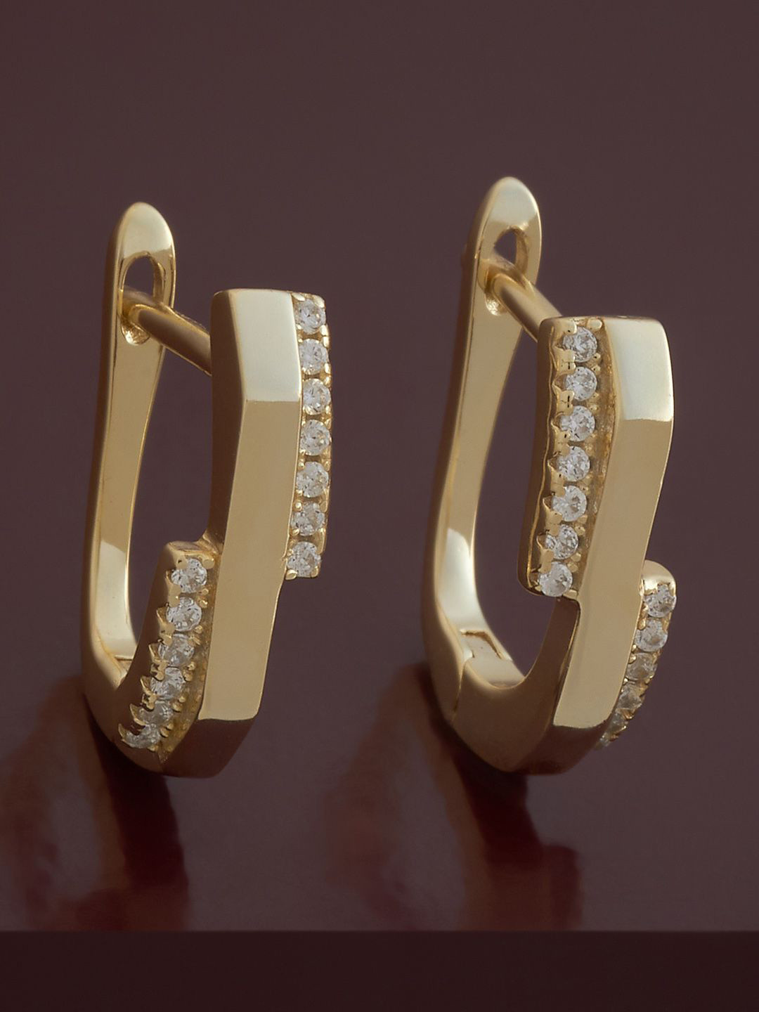 

Kushal's Fashion Jewellery 92.5 Sterling Silver Gold Plated Zircon Spherical Hoop Earrings
