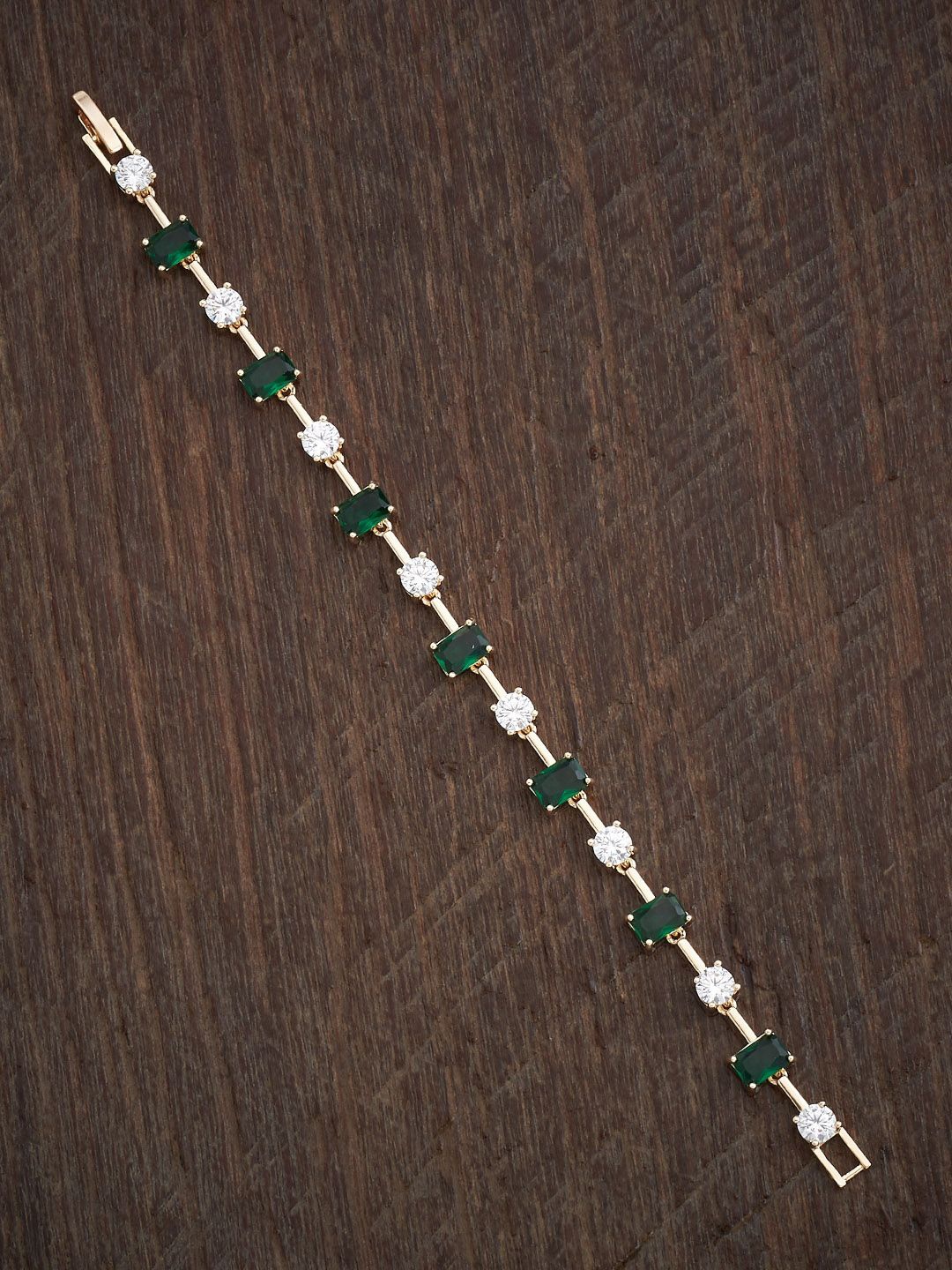 

Kushal's Fashion Jewellery Cubic Zirconia Gold-Plated Link Bracelet