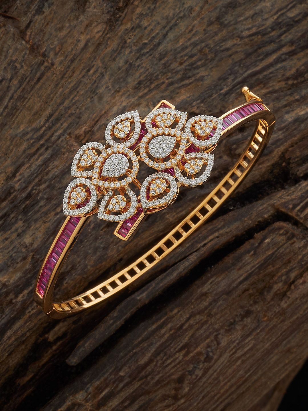 

Kushal's Fashion Jewellery Gold-Plated Casual Zircon Studded Kada