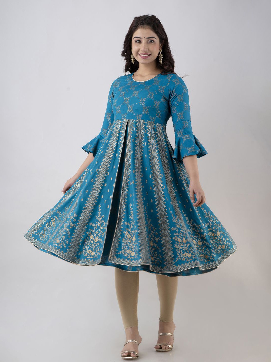 

G.L. FASHION Floral Printed Round Neck Anarkali Kurta, Blue