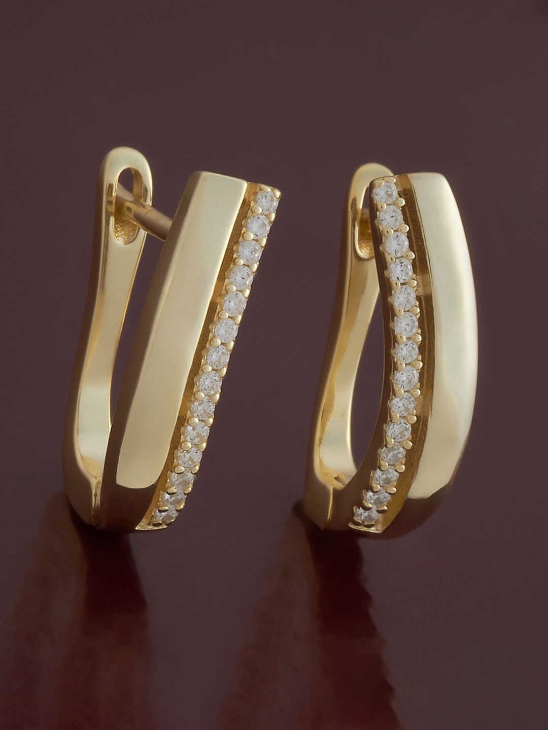 

Kushal's Fashion Jewellery 92.5 Sterling Silver Gold Plated Zircon Spherical Hoop Earrings