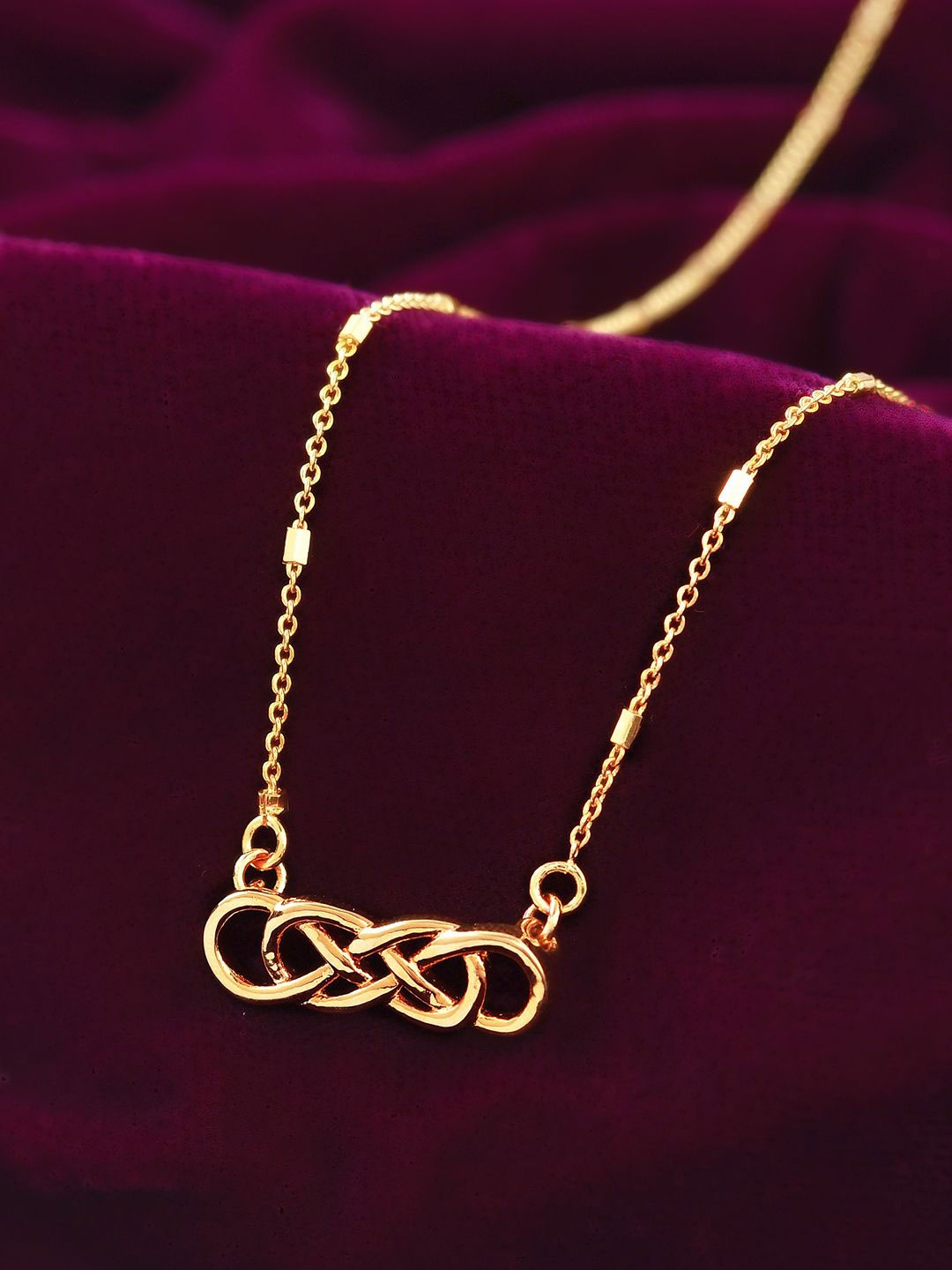 

Voylla Gold-Plated Contemporary Valentine's Day Infinity Knot Of Love Pendant With Chain