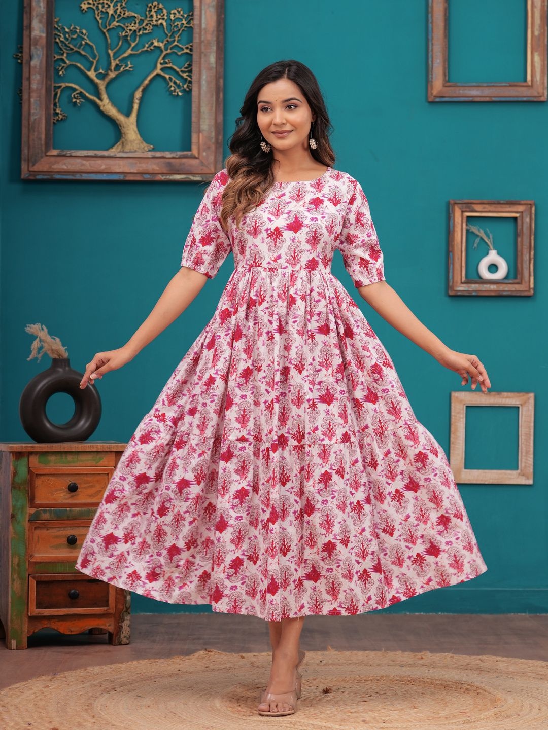 

Malia Floral Print Fit & Flare Maxi Dress, Pink