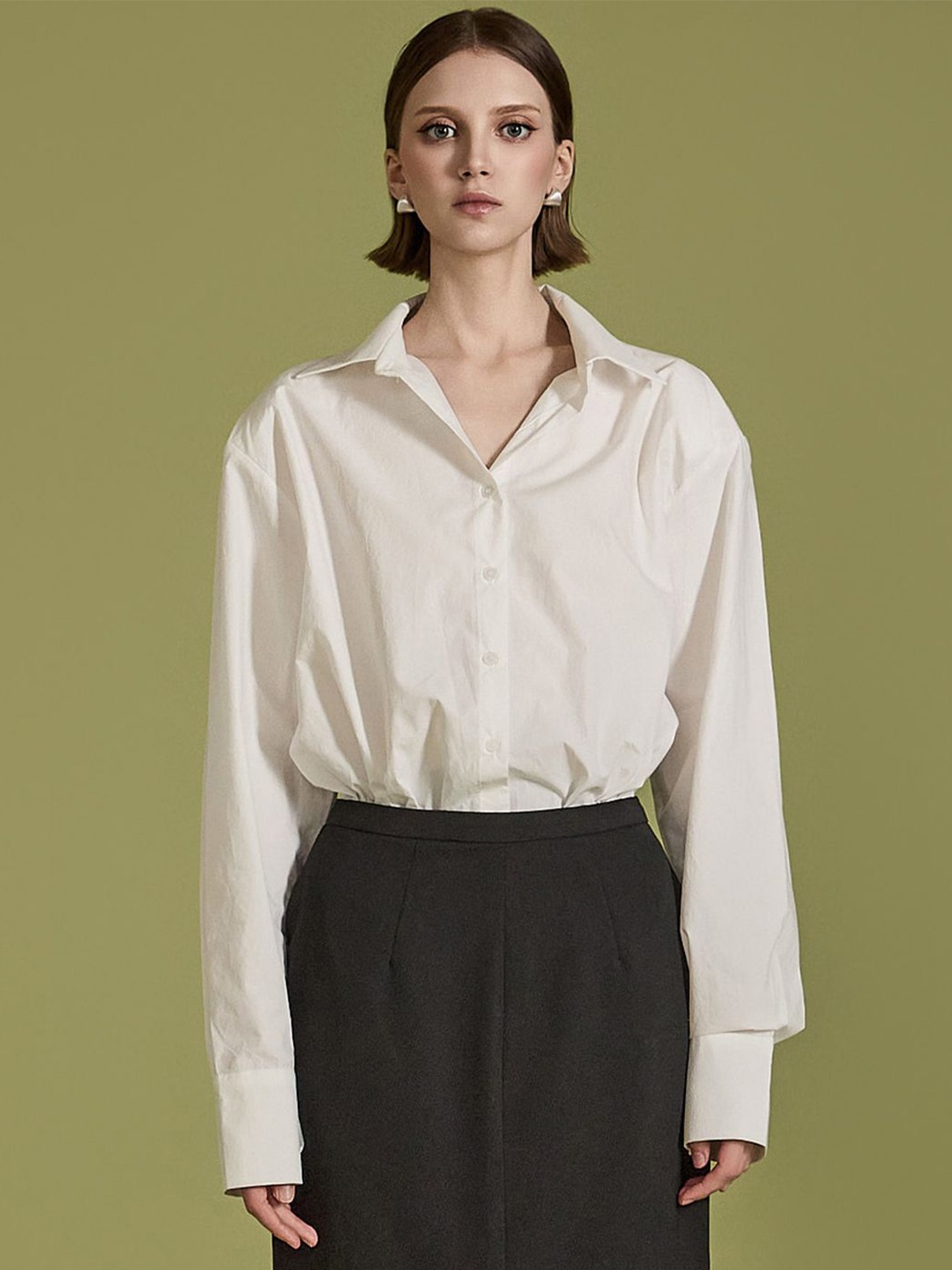 

BAESD Women Relaxed Fit Spread Collar Solid Cotton Casual Shirt, White