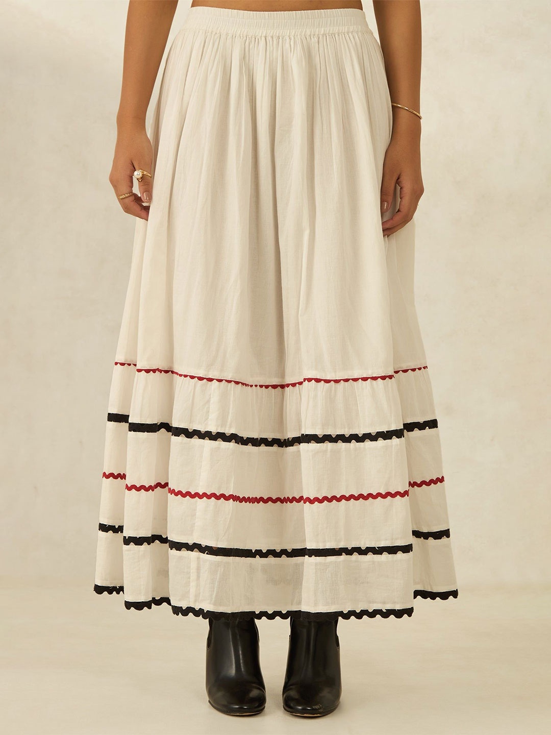 

Virgio Women Cotton Maxi Length Solid Skirt, White