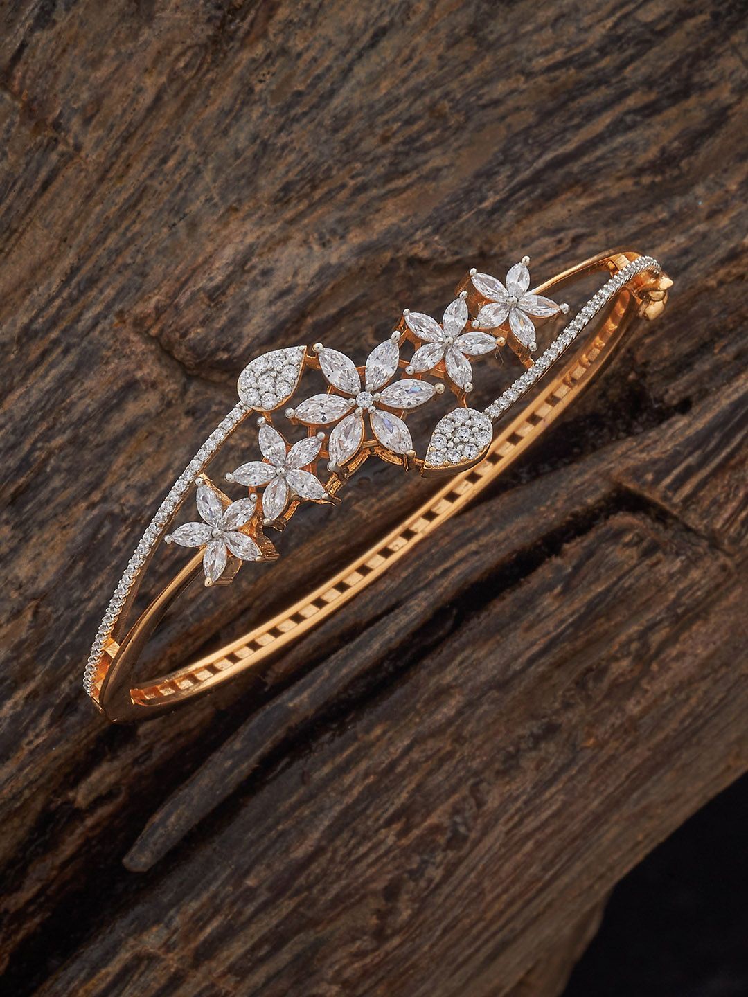 

Kushal's Fashion Jewellery Gold-Plated Casual Zircon Studded Kada