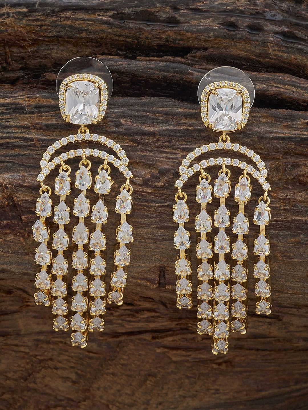

Kushal's Fashion Jewellery Gold Plated Zircon Studded Classic Drop Earrings