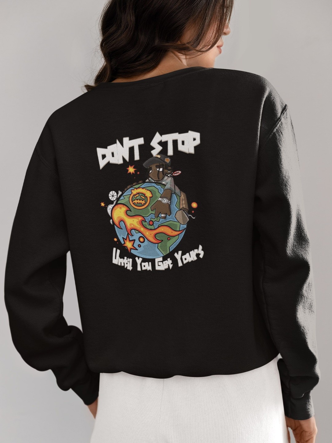 

TheBTclub Women Printed Persist Sweatshirt, Black