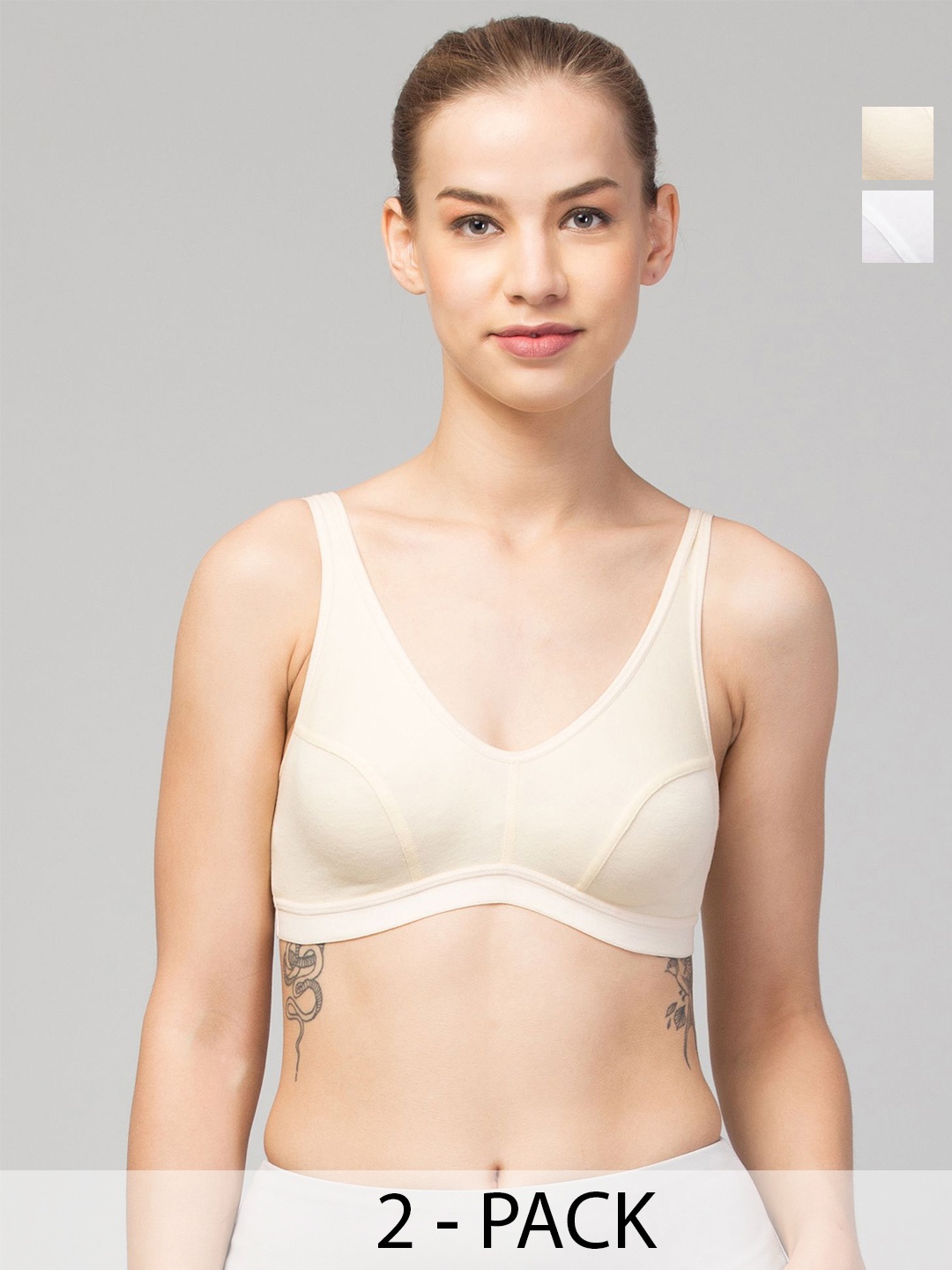 

Apraa & Parma Women Pack of 2 T-shirt Seamless Full Coverage Bra, Beige