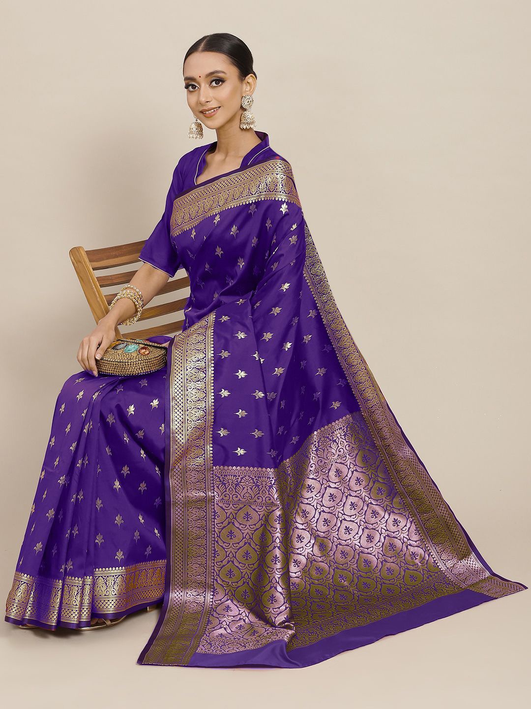 

Chhabra 555 Woven Design Zari Mysore Silk Saree, Violet