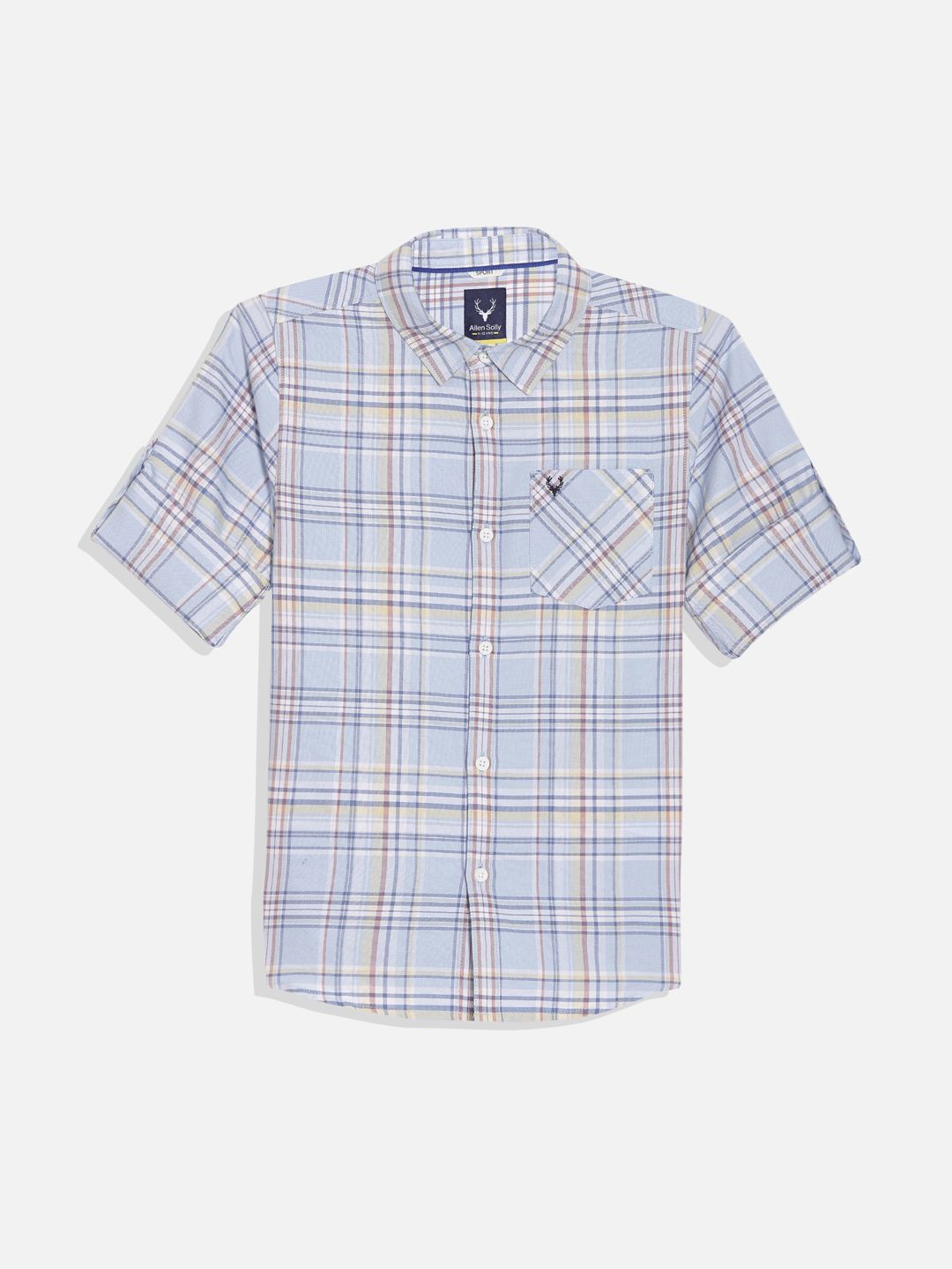 

Allen Solly Junior Boys Slim Fit Opaque Checked Casual Shirt, Blue