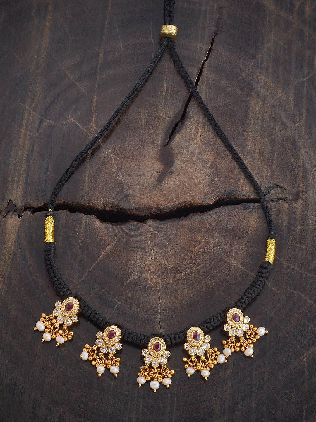 

Kushal's Fashion Jewellery Sterling Silver Gold-Plated Temple Necklace