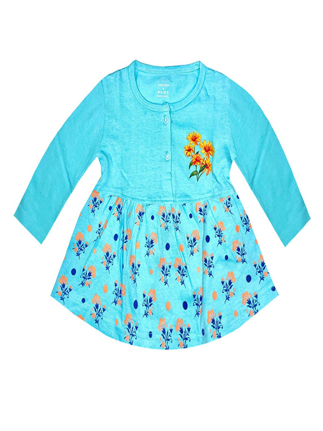 

KidzzCart Girls Floral Printed Fit & Flare Dress, Blue