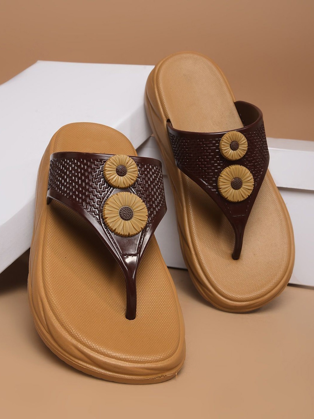 

Action Plus Women Thong Flip-Flops, Brown
