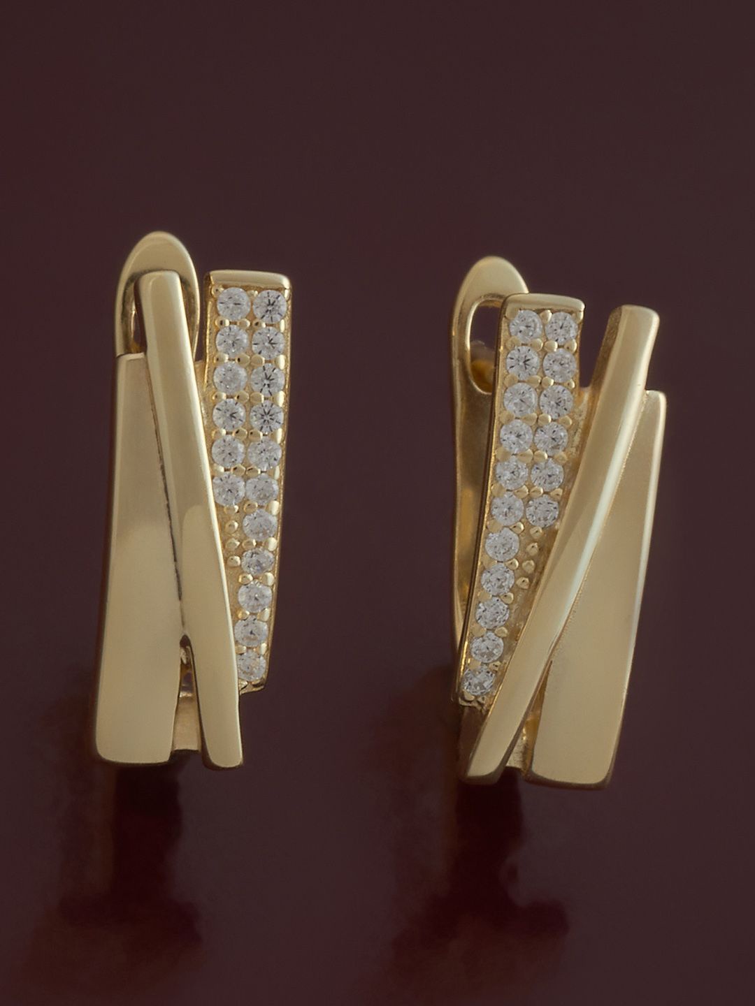 

Kushal's Fashion Jewellery 92.5 Sterling Silver Gold Plated Zircon Spherical Hoop Earrings