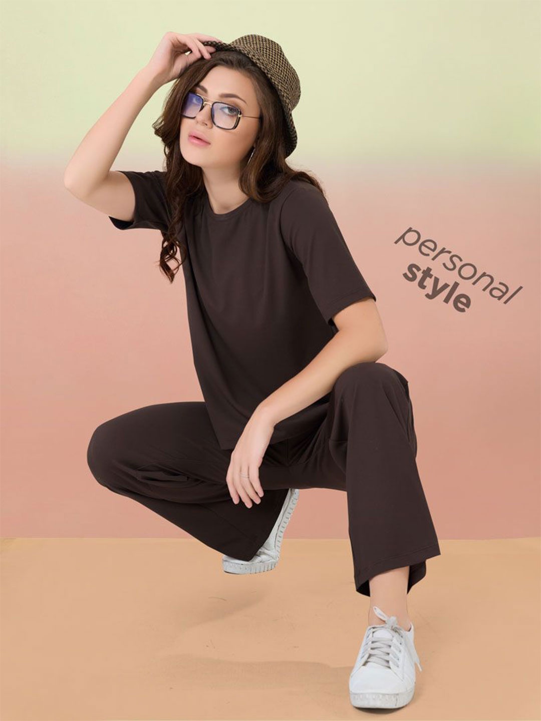 

Soulemo Women Round Neck Maxi Nightdress, Brown
