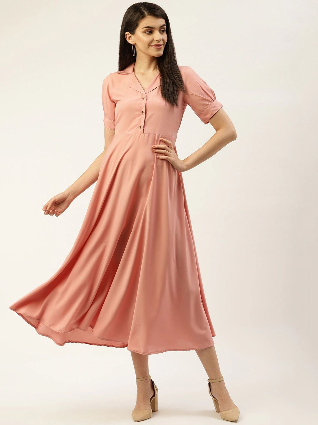 

Moda Rapido Puff Sleeve Crepe Maxi Dress, Peach