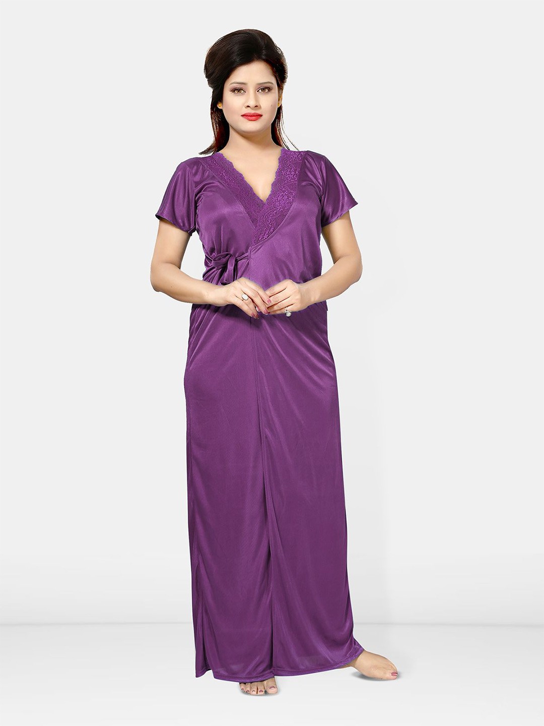 

Be You Pack Of 4 Satin Maxi Nightdress, Purple