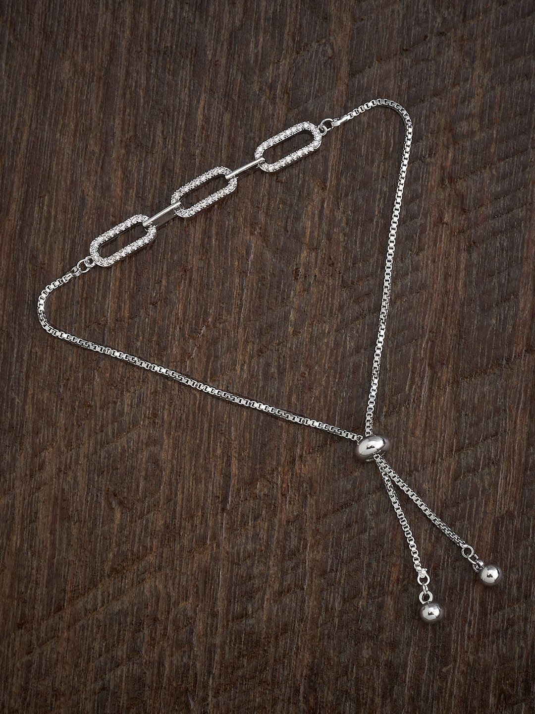 

Kushal's Fashion Jewellery Cubic Zirconia Rhodium-Plated Link Bracelet, Silver