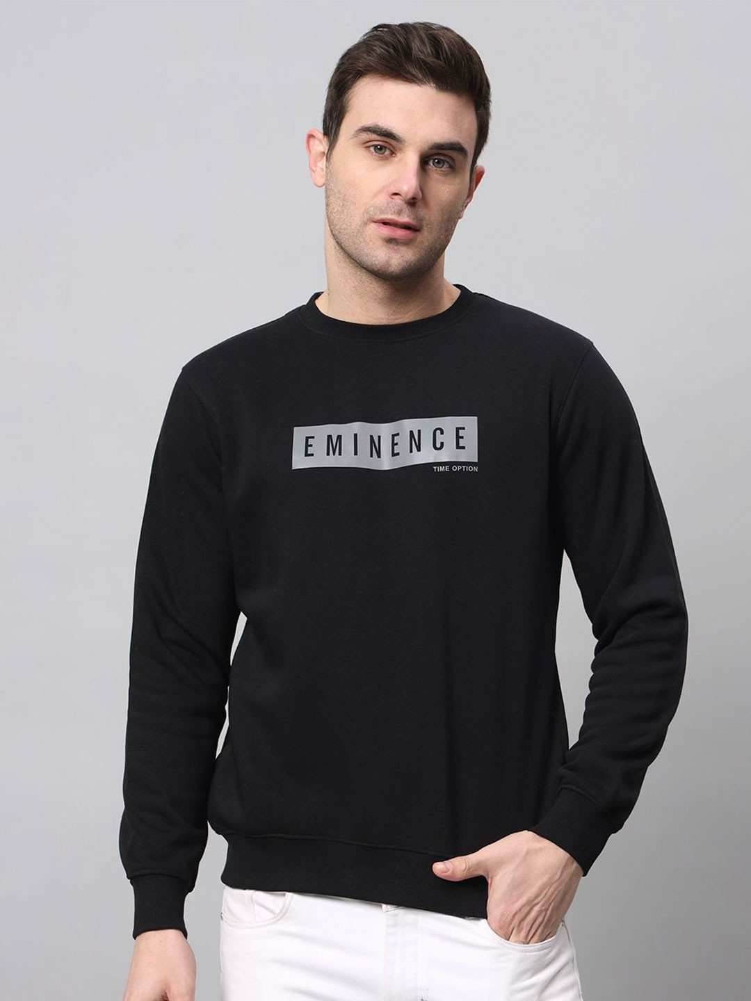 

TMO Men Printed Sweatshirt, Black