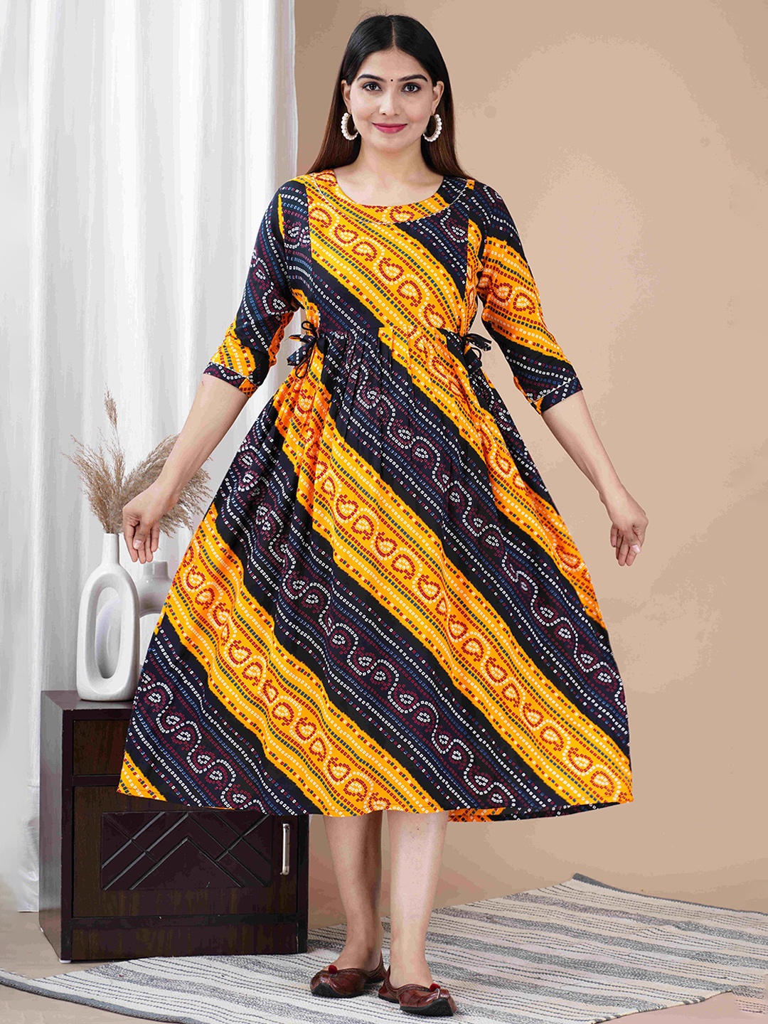 

FEMARY Print Maternity Maxi Dress, Yellow