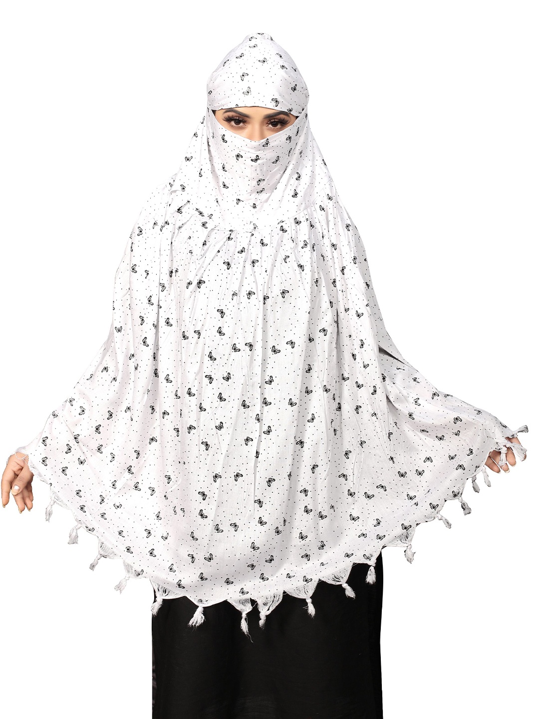 

Vicharan Women Printed Cotton Driving Scarf, White