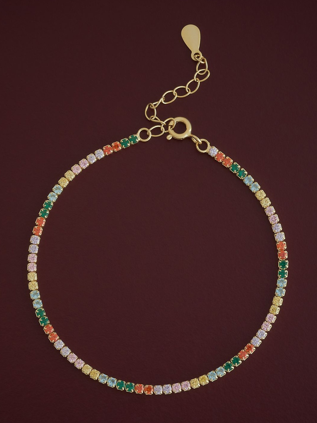 

Kushal's Fashion Jewellery 92.5 Sterling Silver CZ Temple Gold-Plated Link Bracelet