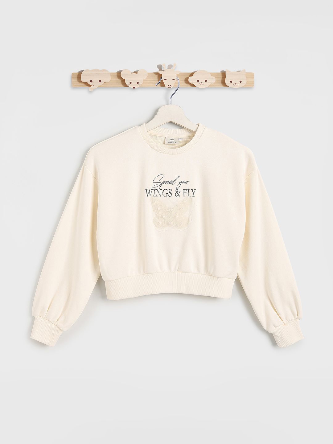 

Juniors by Babyshop Girls Cotton Embellished Sweatshirt, Cream