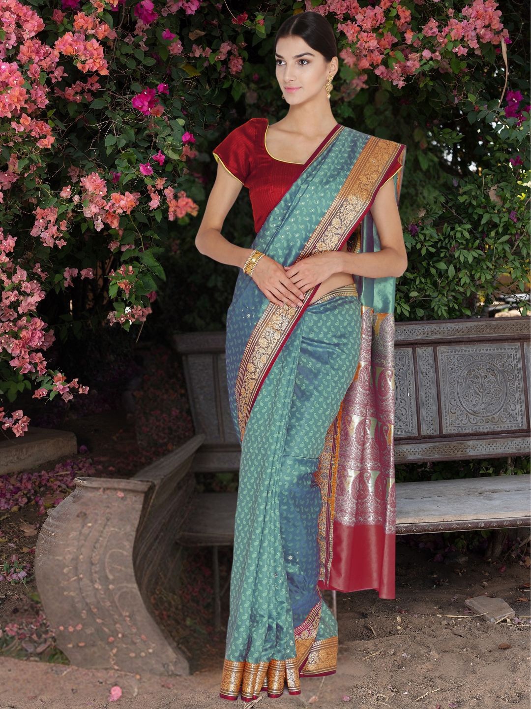 

Chhabra 555 Woven Design Zari Banarasi Saree, Teal