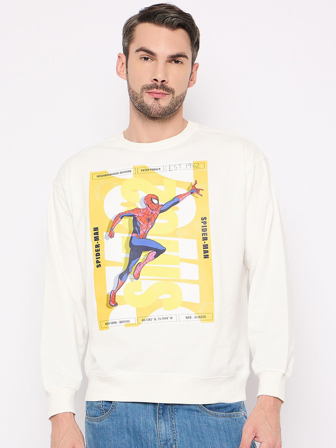 

Wear Your Mind Men Graphic Printed Pullover Sweatshirt, White