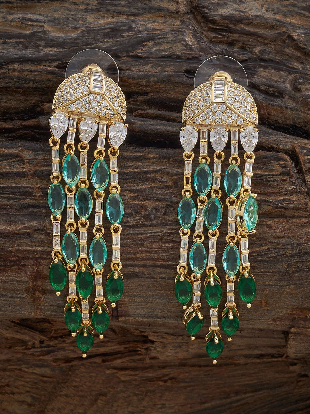 

Kushal's Fashion Jewellery Gold Plated Zircon Studded Classic Drop Earrings